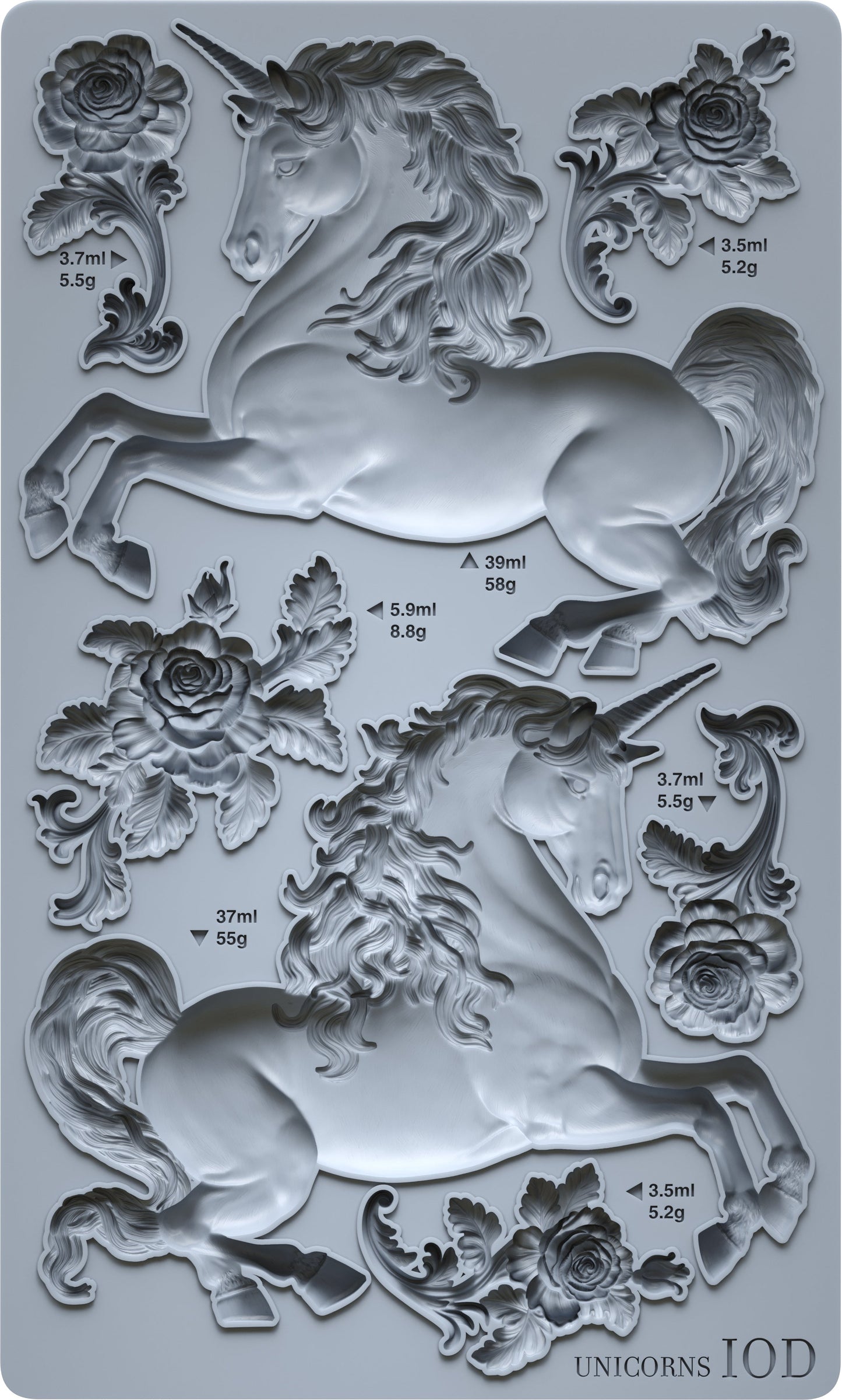 Unicorns 6x10 IOD Mould™ - Iron Orchid Designs