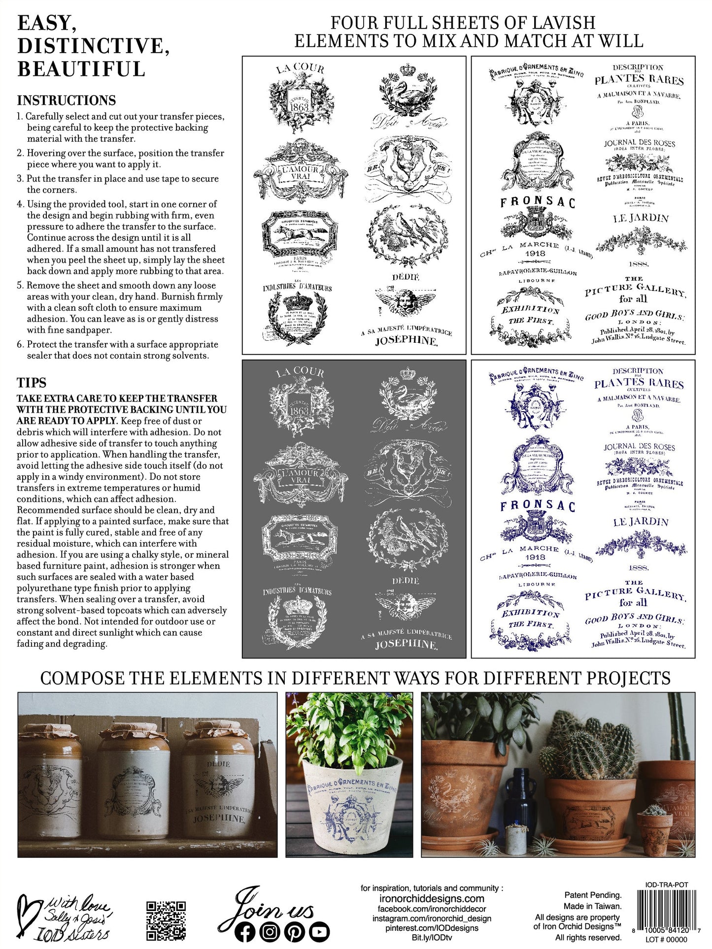 Traditional Pots IOD Transfer 12x16 Pad™ -Iron Orchid Designs