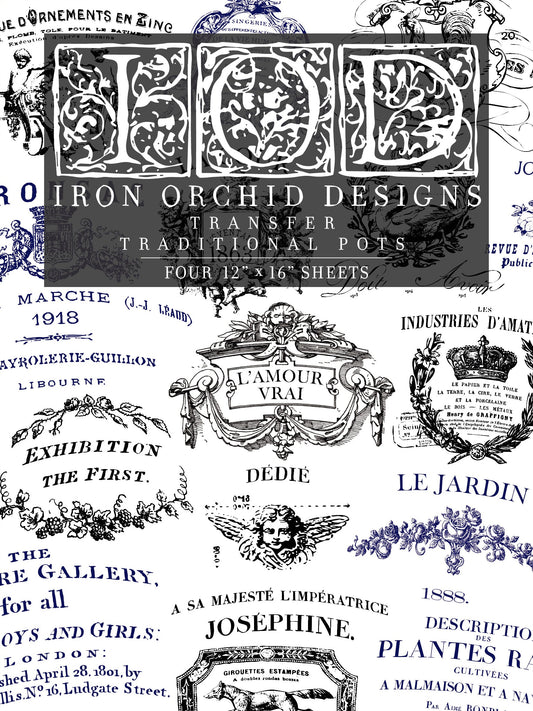 Traditional Pots IOD Transfer 12x16 Pad™ -Iron Orchid Designs