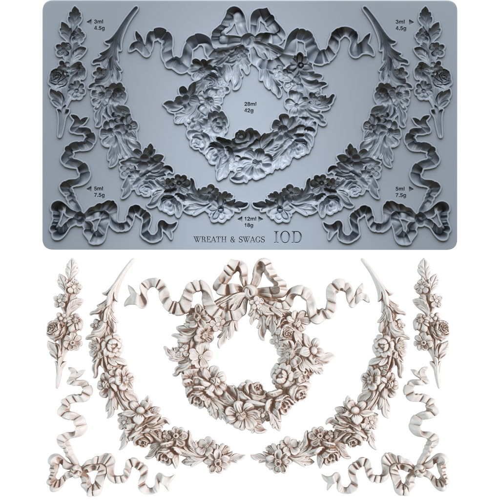 Wreath & Swags 6x10 IOD Mould™ - Iron Orchid Designs