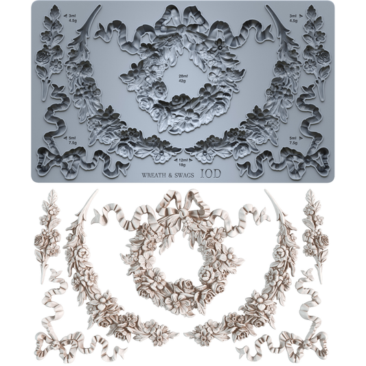 Wreath & Swags 6x10 IOD Mould™ - Iron Orchid Designs